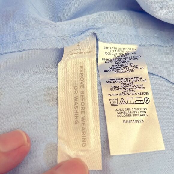 NWT Loft Dress Eyelet Flounce Shift Dress Baby Blue 4 - Picture 11 of 11